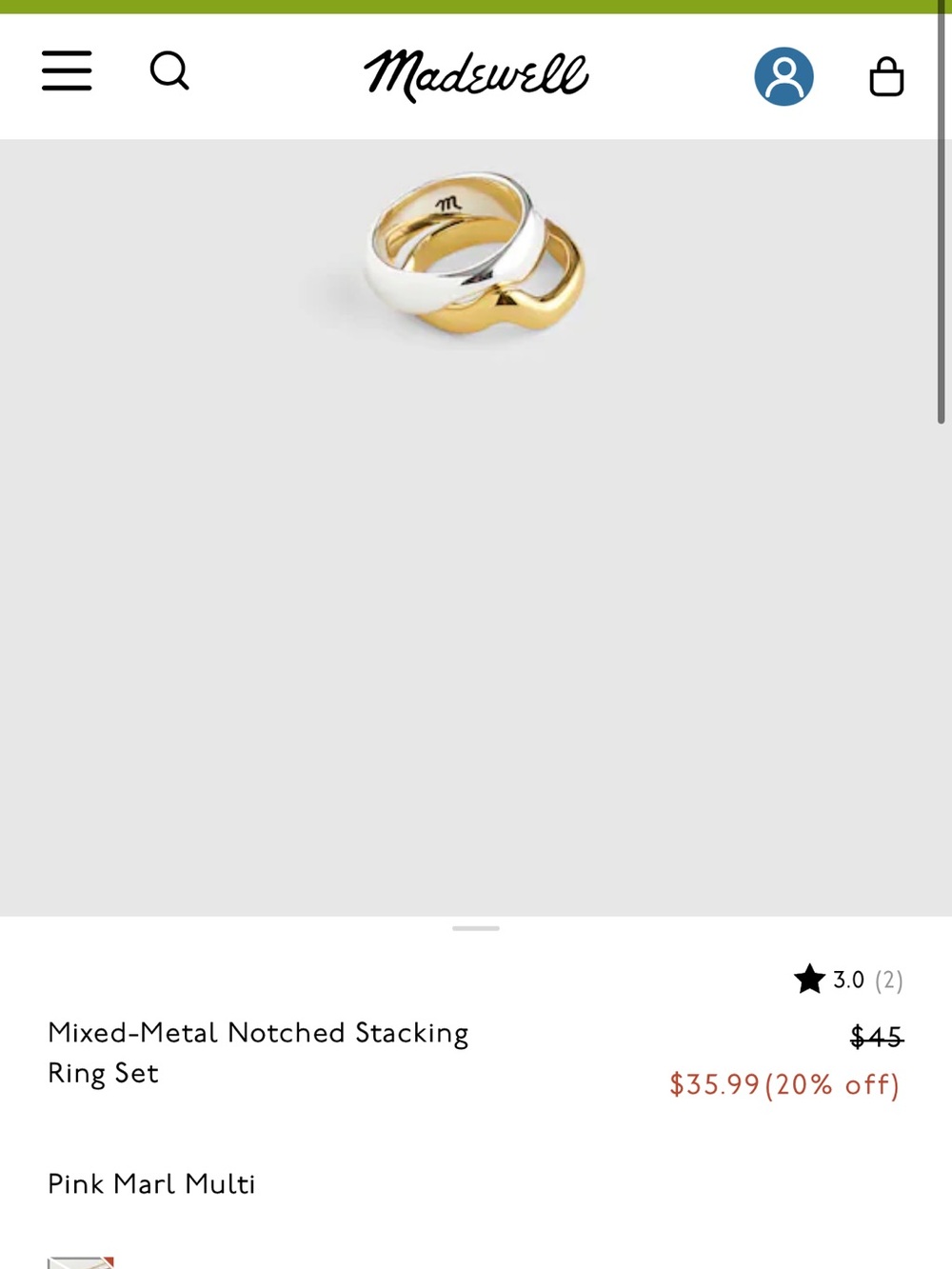 Two Madewell Stacking Rings Size 6 - Picture 6 of 6
